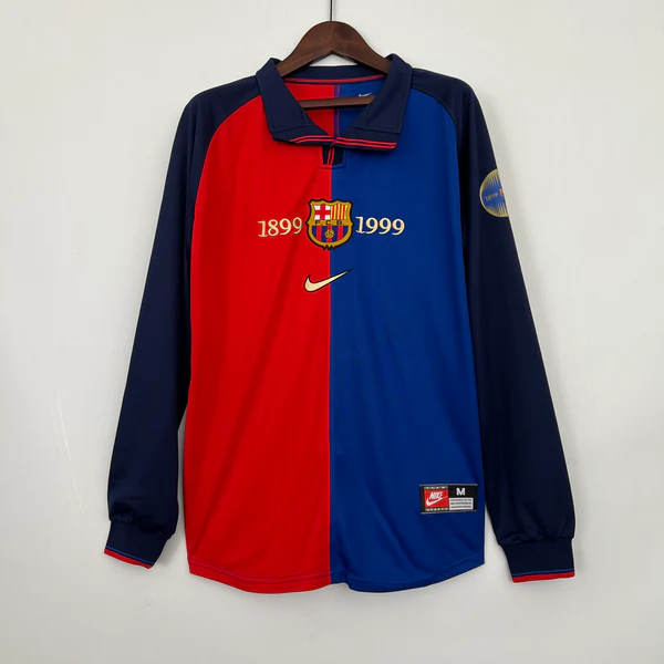 Camisa Retrô Barcelona 1999 Home Manga Longa
